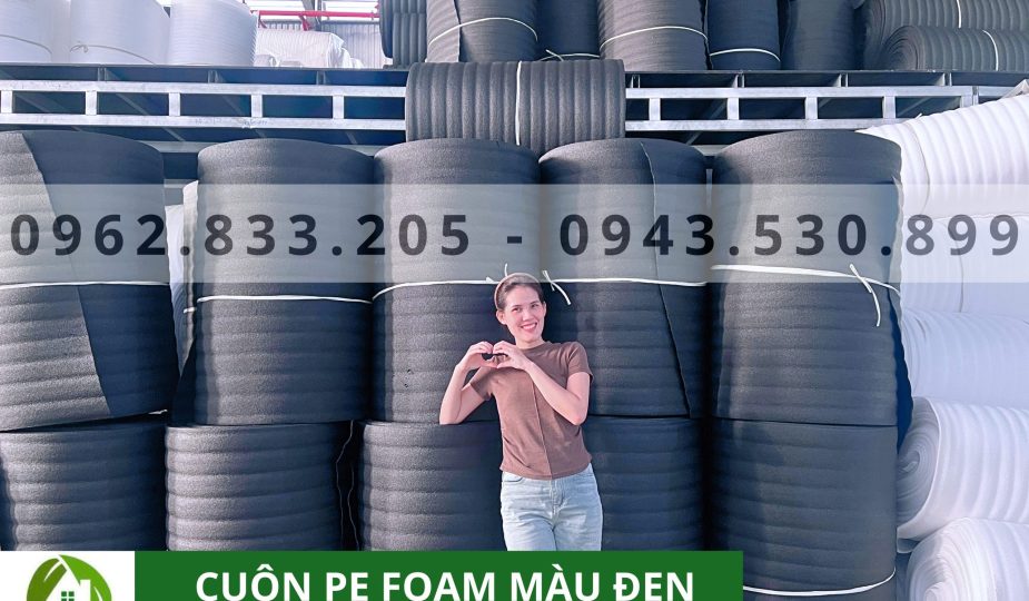 Cuộn mút xốp pe foam màu đen 5mm