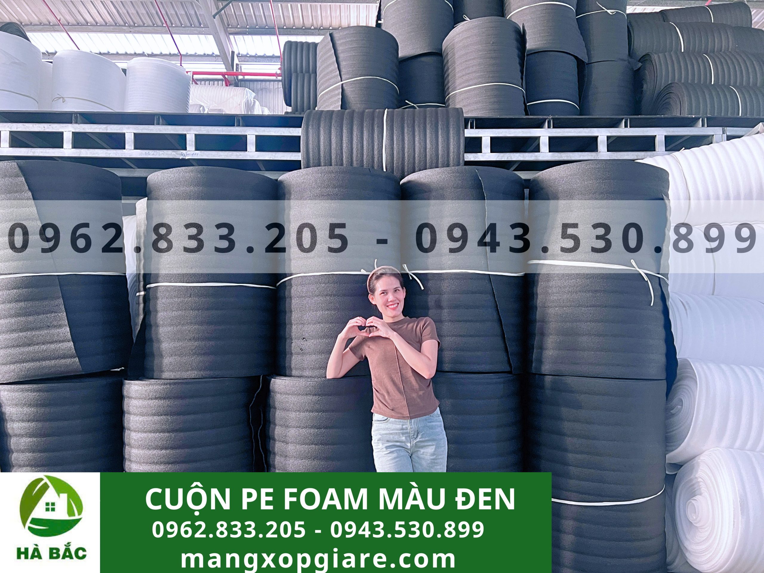 Cuộn mút xốp pe foam màu đen 5mm