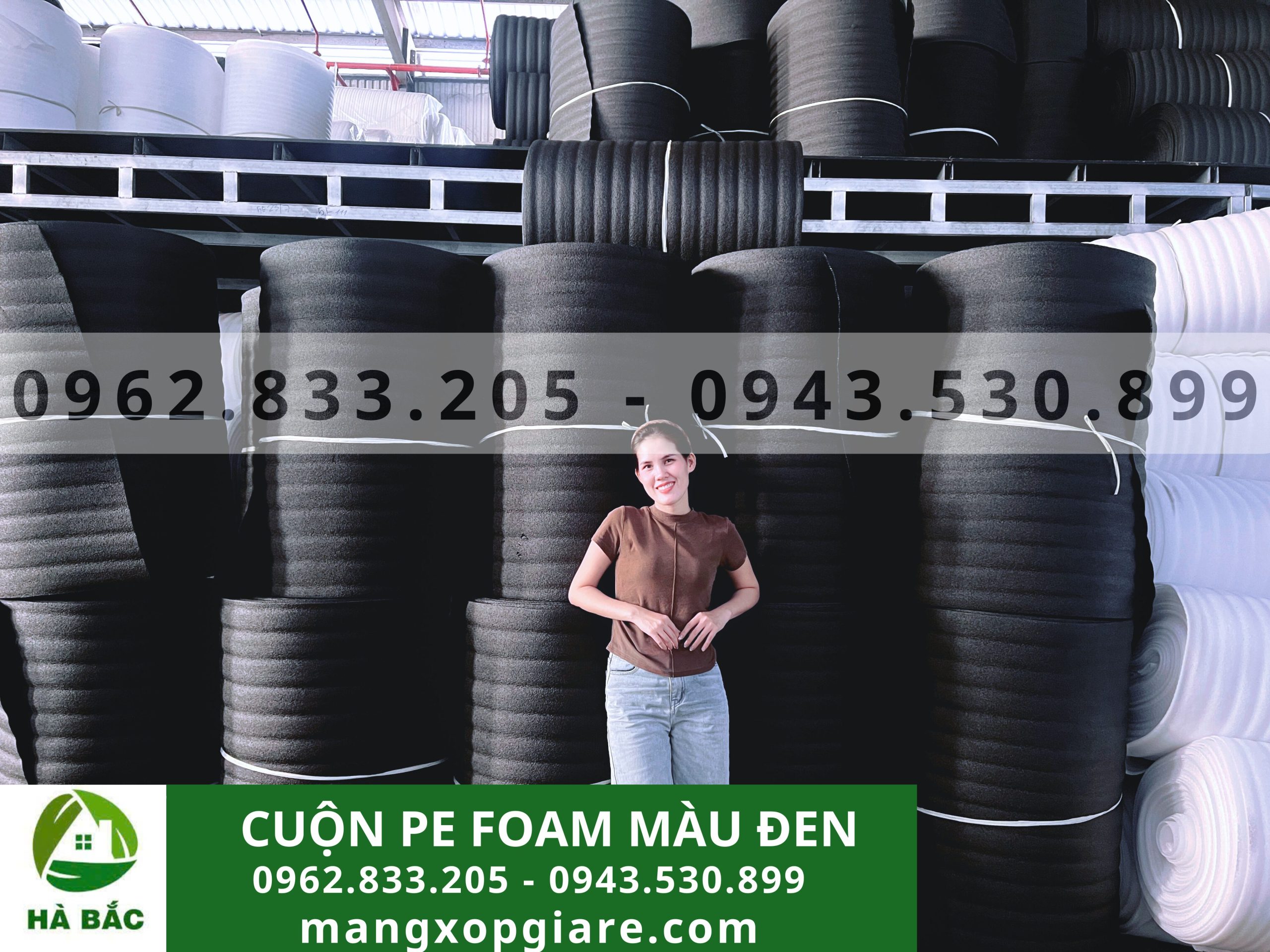 Cuộn mút xốp pe foam màu đen 5mm